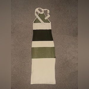 Bebe halter wrap  green block bodycon dress